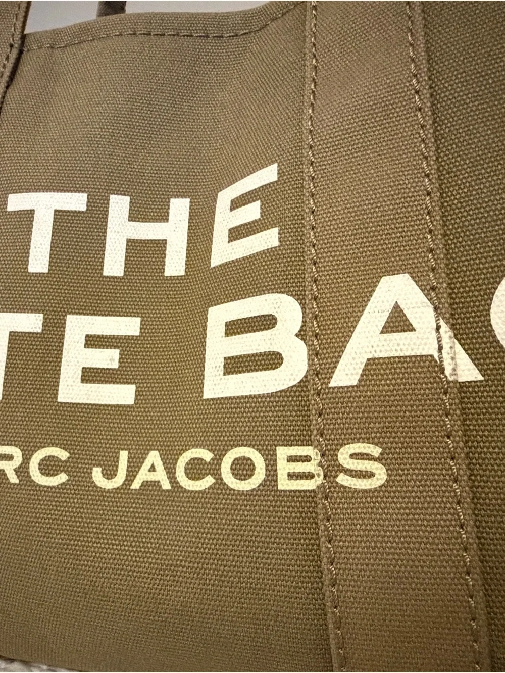 Marc Jacobs Medium Tan Canvas 'The Tote Bag' with White Logo